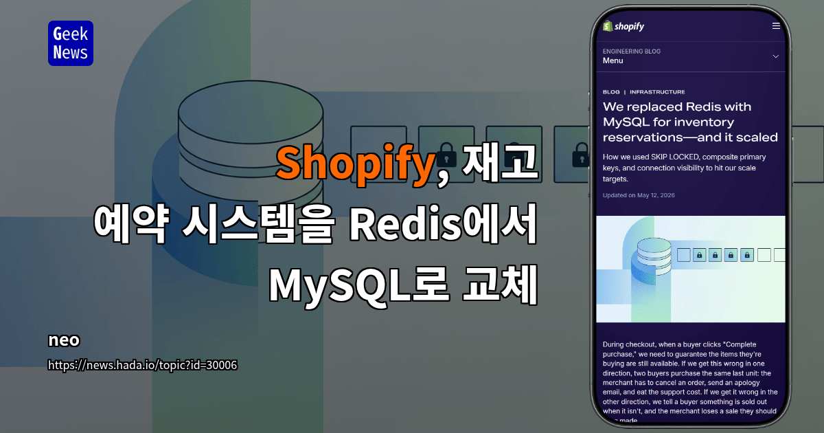 `Shopify`, 재고 예약 시스템을 Redis에서 MySQL로 교체