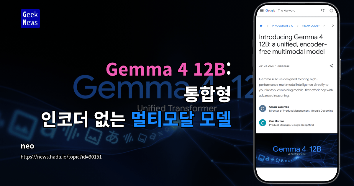 Gemma 4 12B: 통합형 인코더 없는 멀티모달 모델