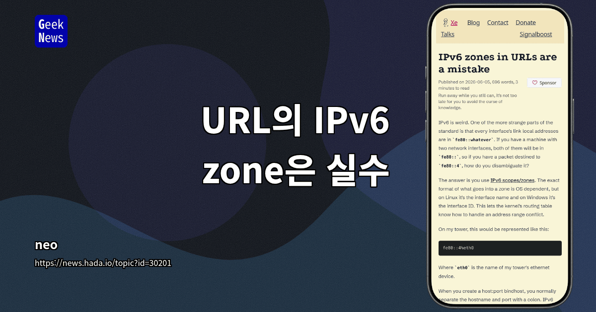 URL의 IPv6 zone은 실수