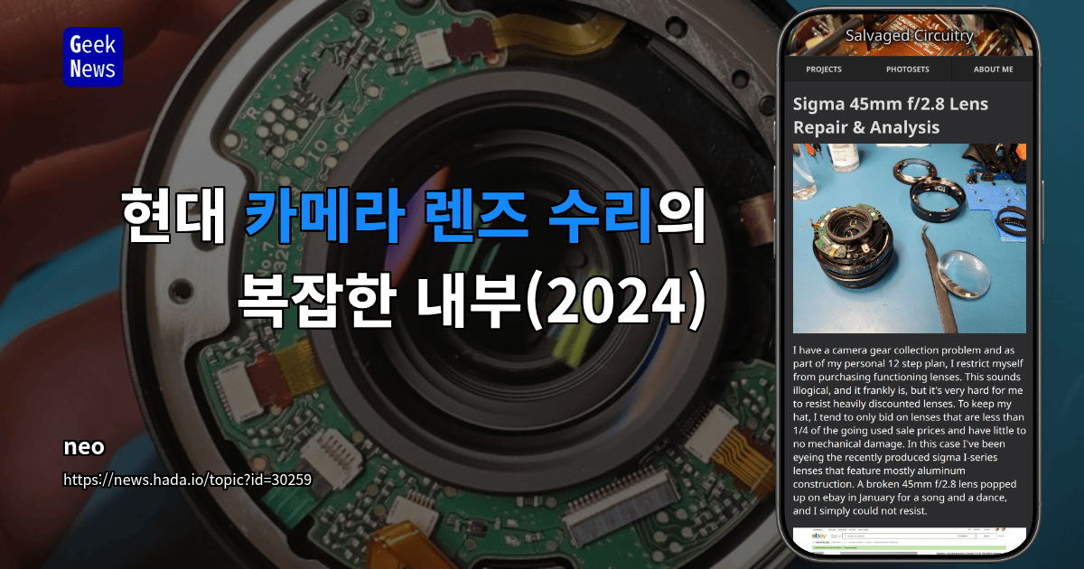현대 카메라 렌즈 수리의 복잡한 내부(2024)