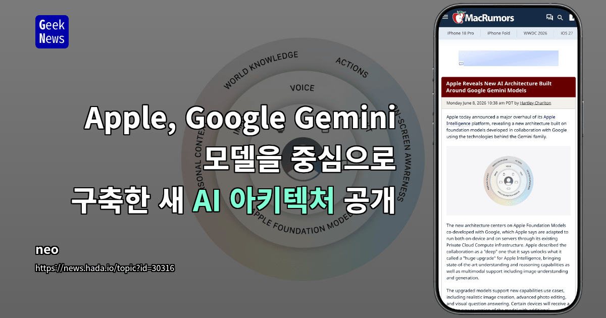 Apple, Google Gemini 모델을 중심으로 구축한 새 AI 아키텍처 공개