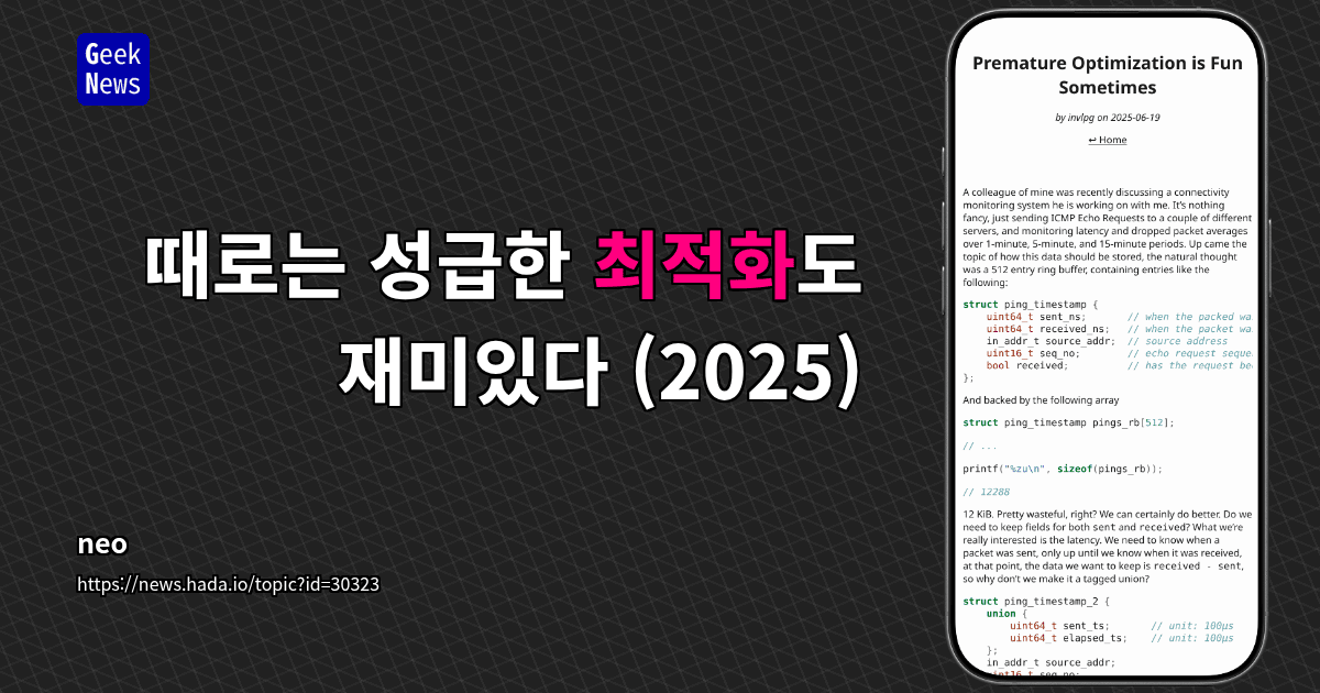 때로는 성급한 최적화도 재미있다 (2025)