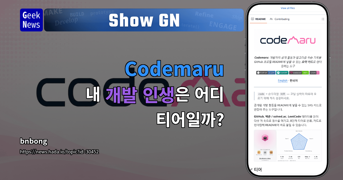 Show GN: Codemaru - 내 개발 인생은 어디 티어일까?