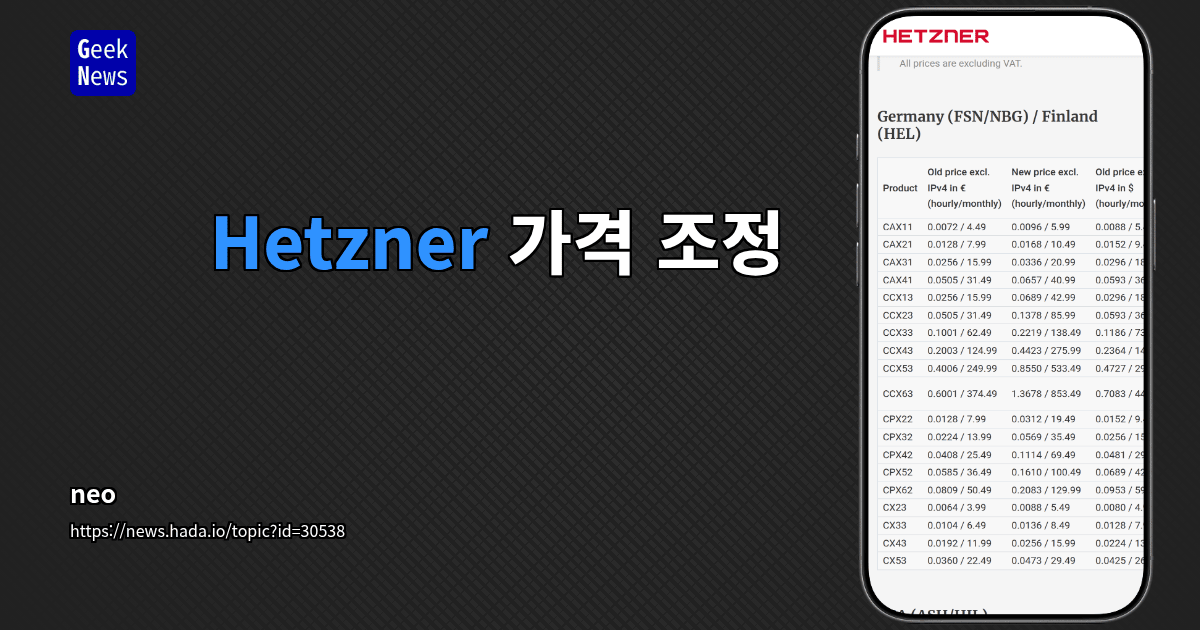 Hetzner 가격 조정