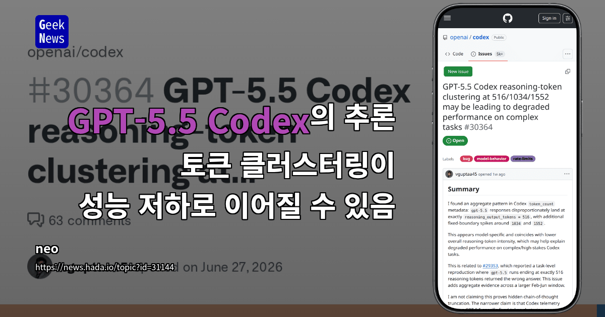 GPT-5.5 Codex의 추론 토큰 클러스터링이 성능 저하로 이어질 수 있음