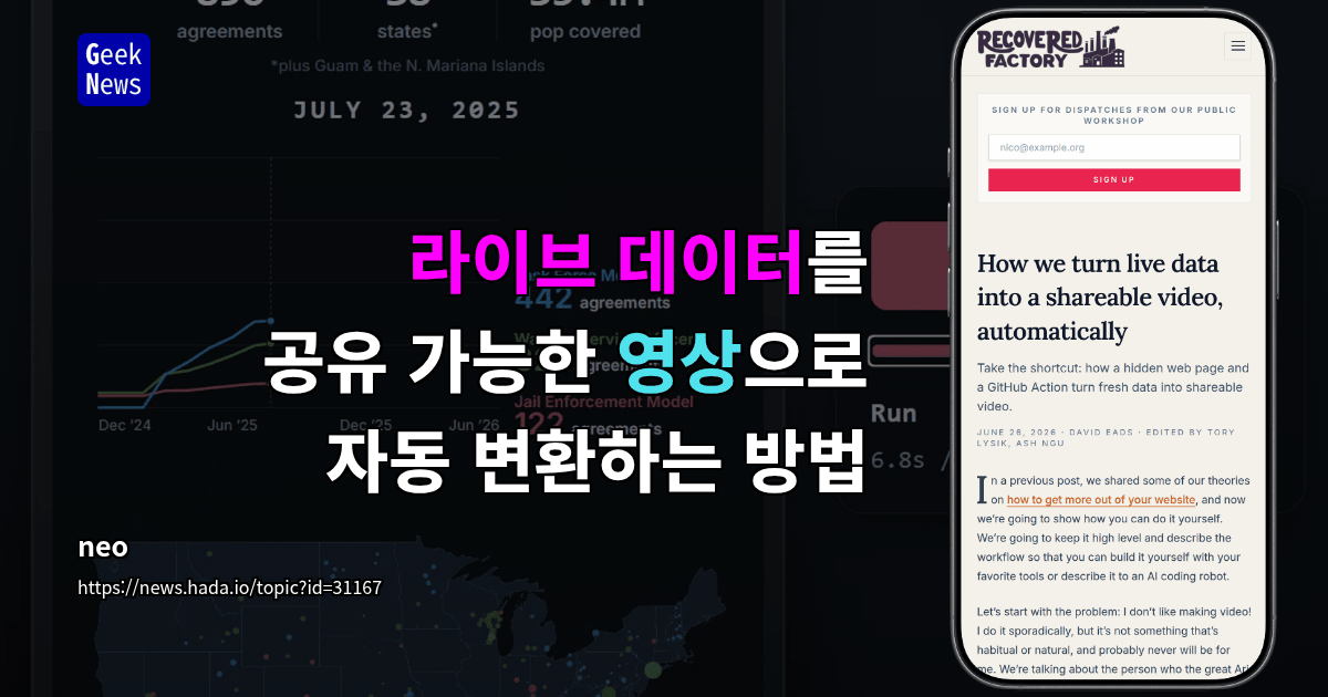 라이브 데이터를 공유 가능한 영상으로 자동 변환하는 방법