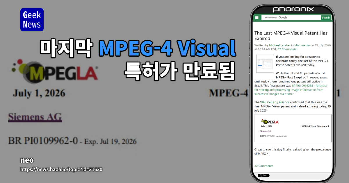 마지막 MPEG-4 Visual 특허 만료