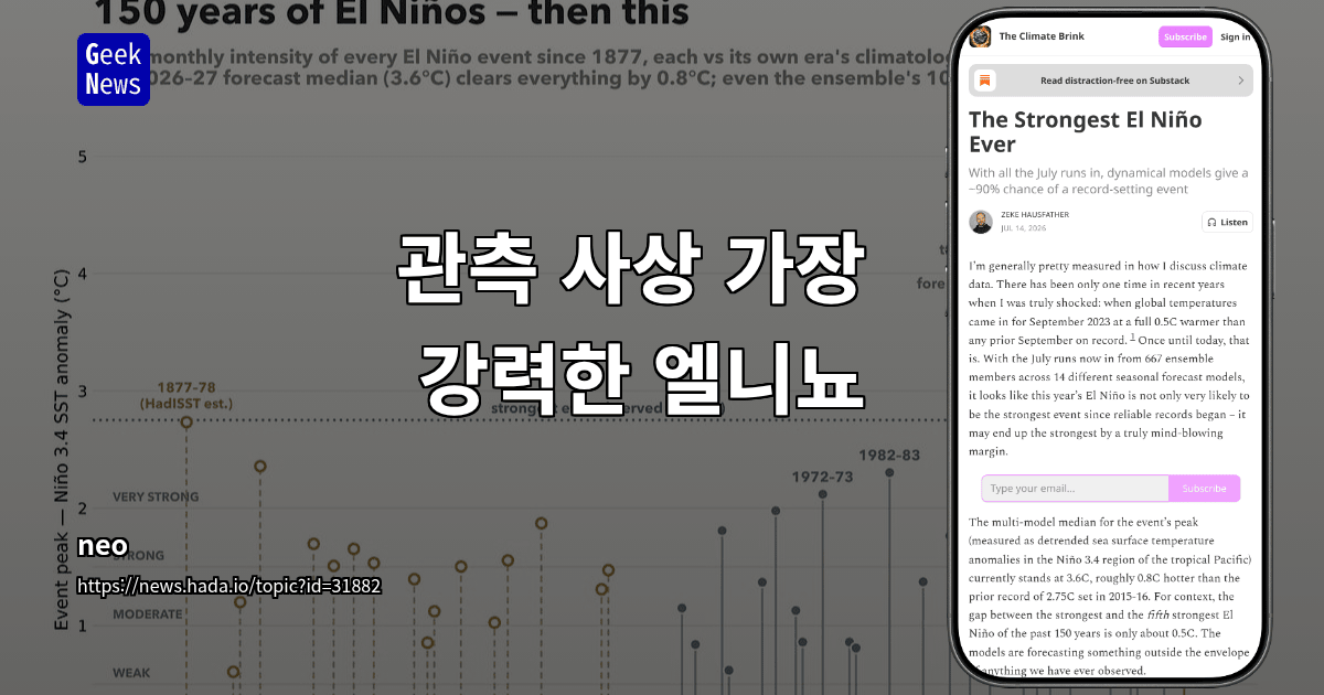 관측 사상 가장 강력한 엘니뇨