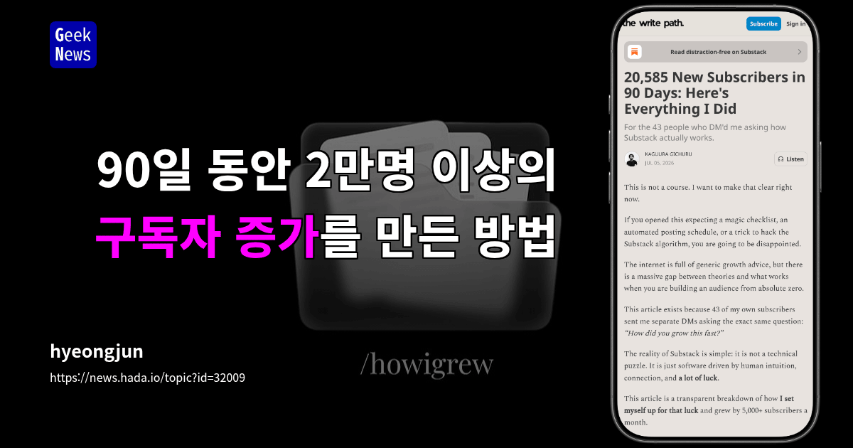 90일 동안 2만명 이상의 구독자 증가를 만든 방법