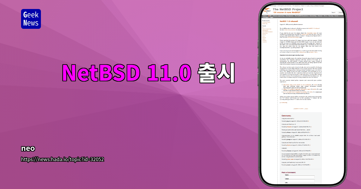 NetBSD 11.0 출시