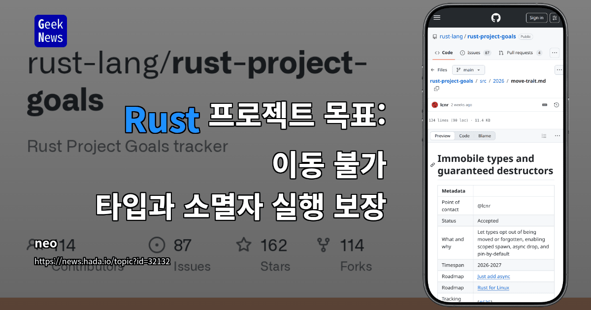 Rust 프로젝트 목표: 이동 불가 타입과 소멸자 실행 보장
