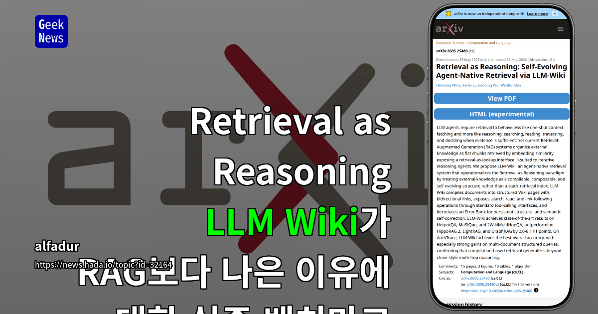Retrieval as Reasoning - LLM Wiki가 RAG보다 나은 이유에 대한 실증 벤치마크 대표 이미지