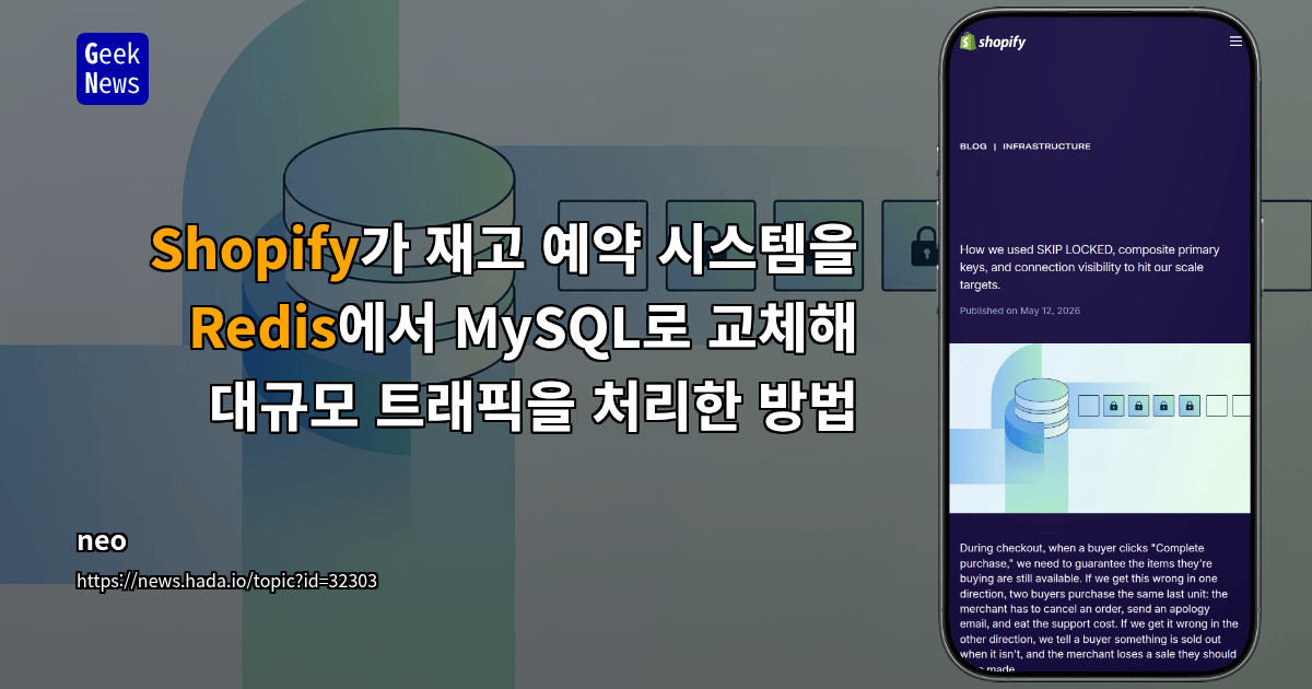 Shopify가 재고 예약 시스템을 Redis에서 MySQL로 교체해 대규모 트래픽을 처리한 방법