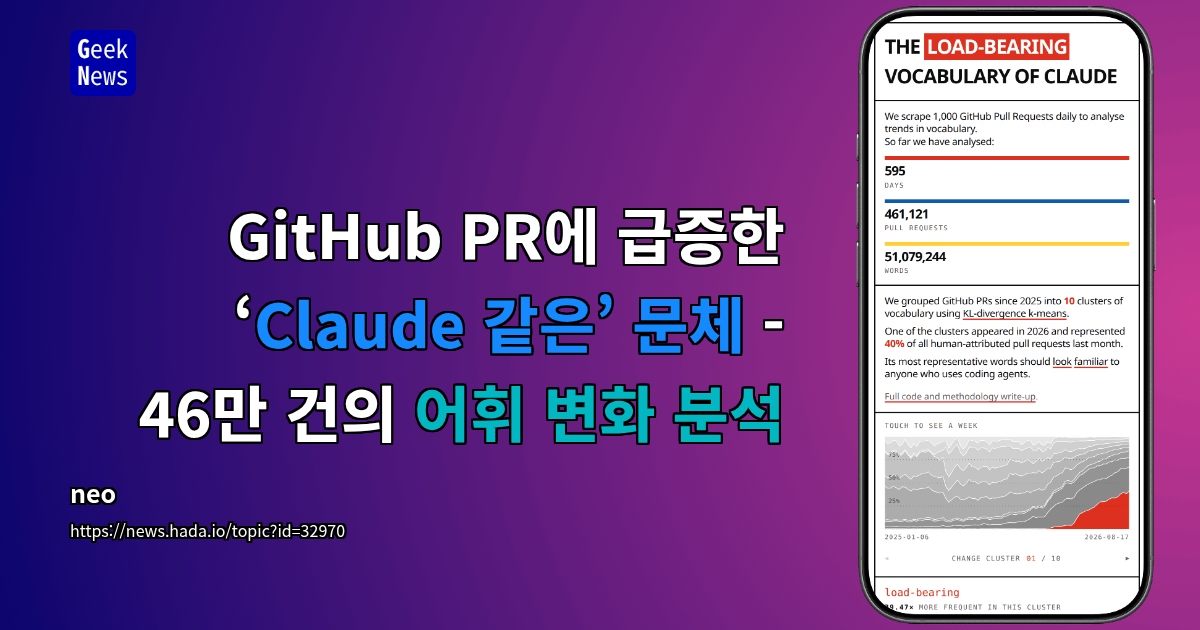 GitHub PR에 급증한 ‘Claude 같은’ 문체 - 46만 건의 어휘 변화 분석