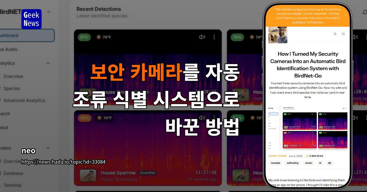 보안 카메라를 자동 조류 식별 시스템으로 바꾼 방법