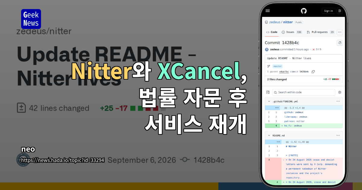 Nitter와 XCancel, 법률 자문 후 서비스 재개
