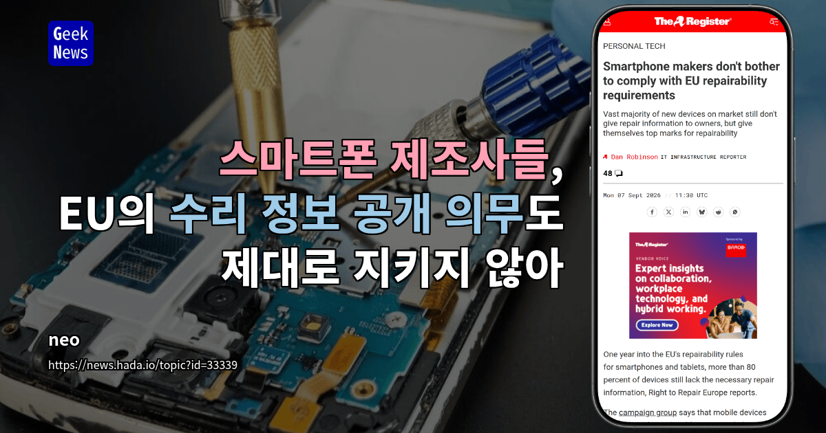 스마트폰 제조사들, EU의 수리 정보 공개 의무도 제대로 지키지 않아