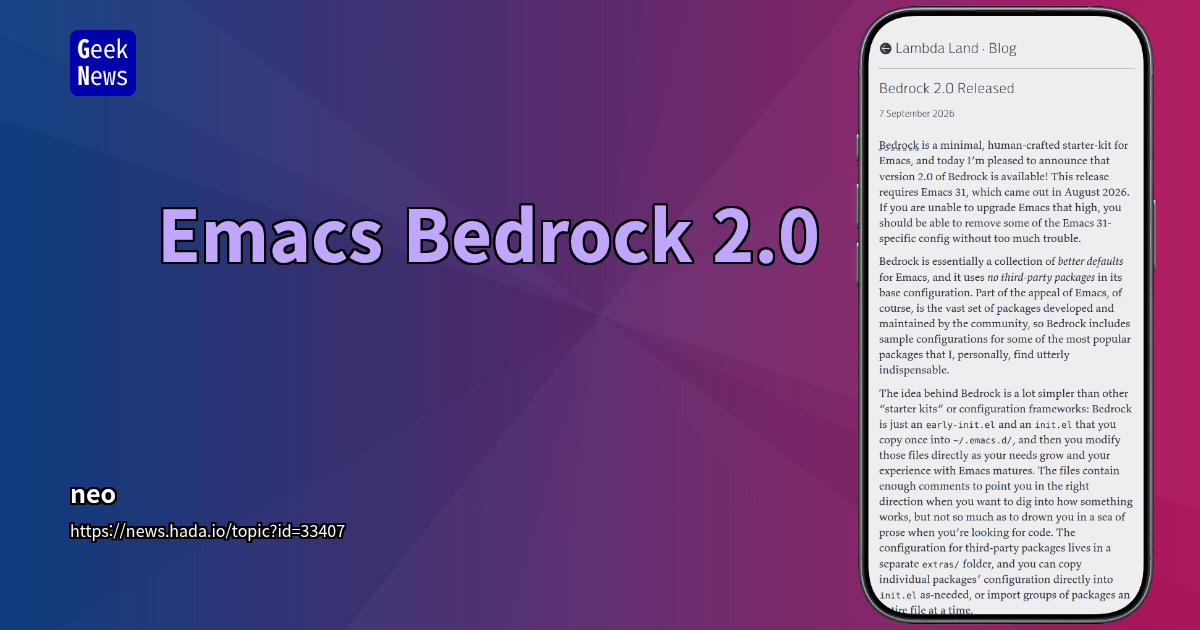 Emacs Bedrock 2.0