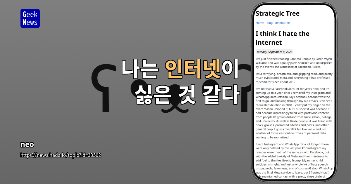 나는 인터넷이 싫은 것 같다