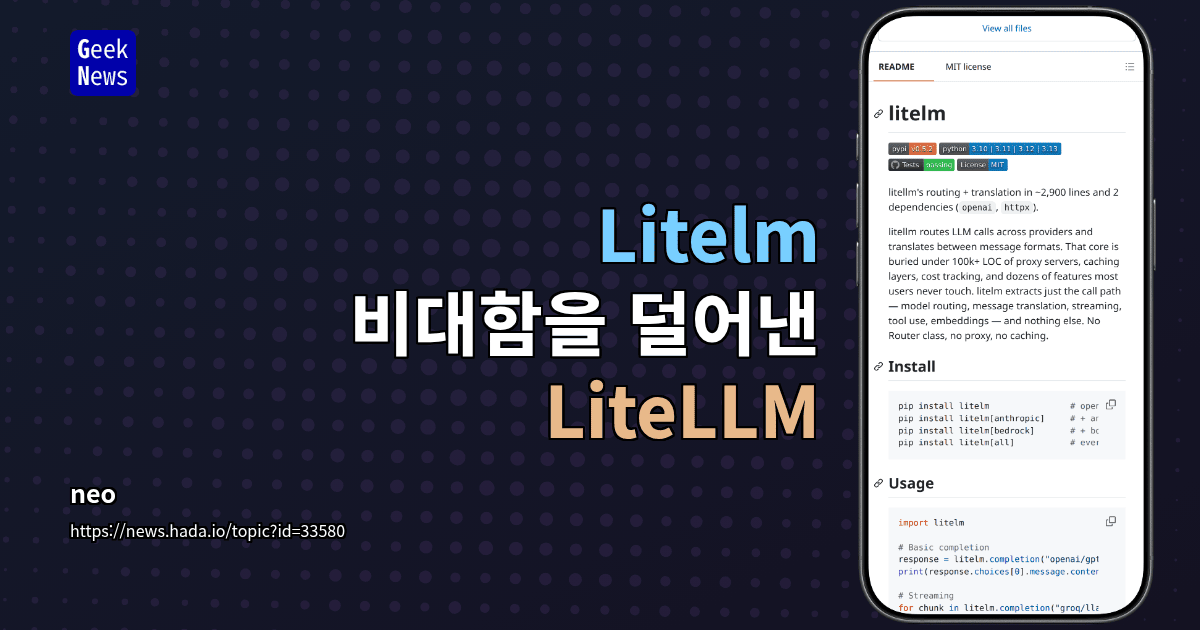 Litelm - 비대함을 덜어낸 LiteLLM