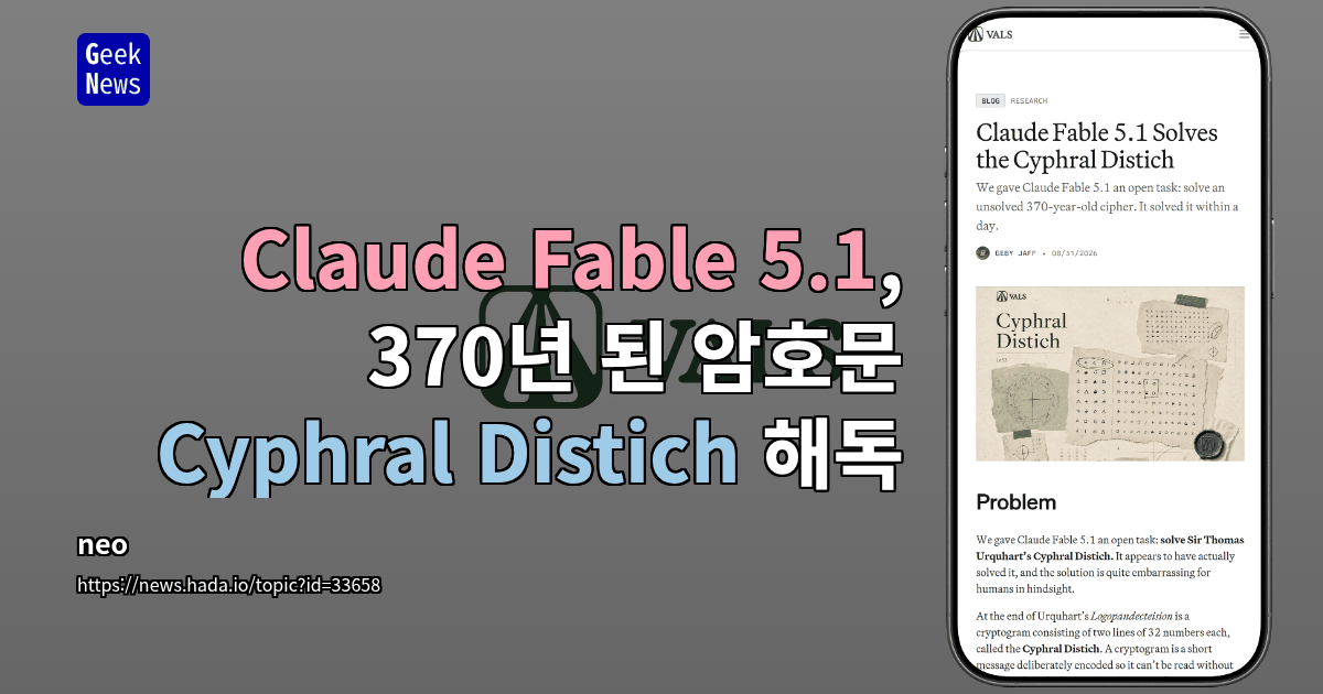 Claude Fable 5.1, 370년 된 암호문 Cyphral Distich 해독