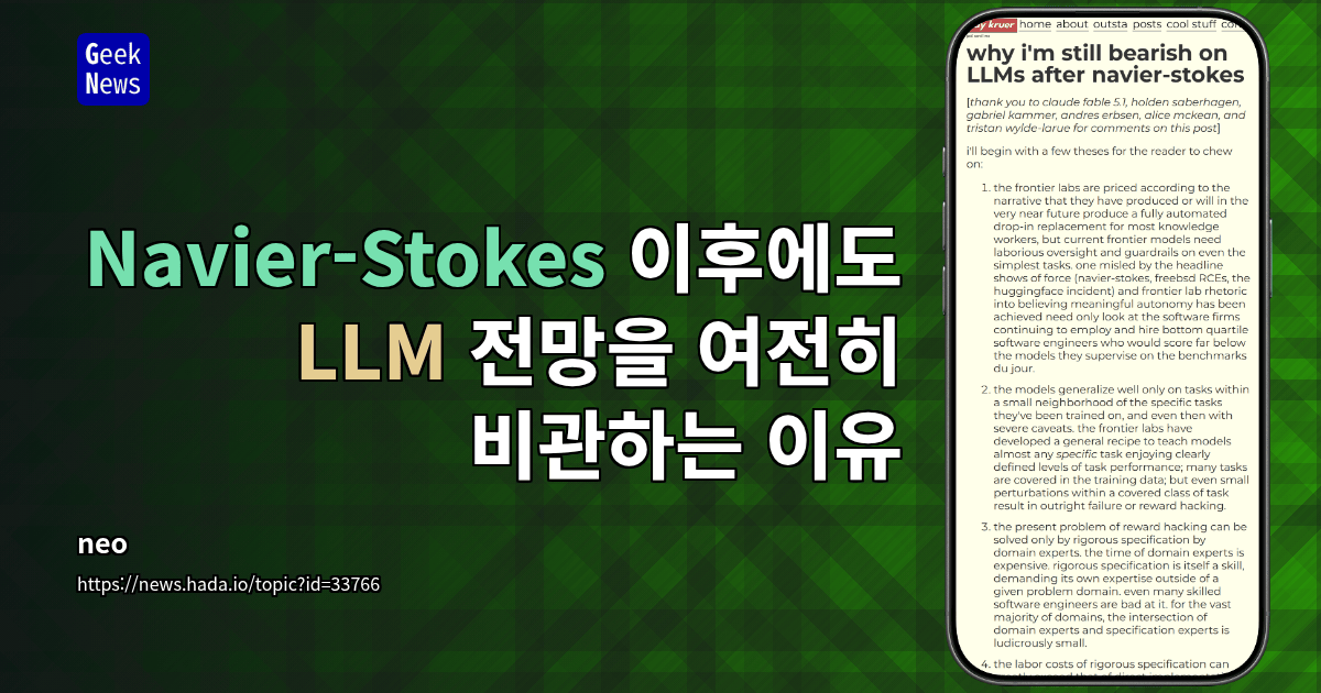 Navier-Stokes 이후에도 LLM 전망을 여전히 비관하는 이유
