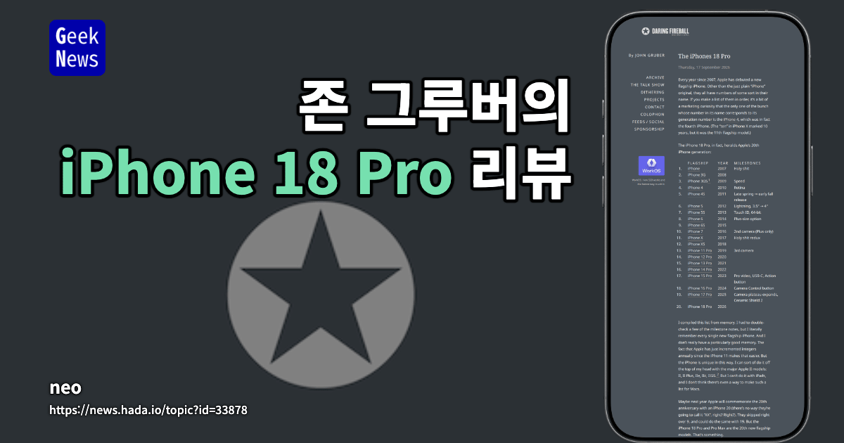 존 그루버의 iPhone 18 Pro 리뷰