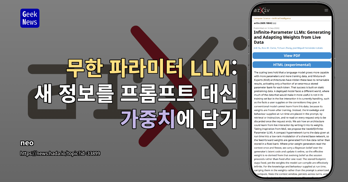 무한 파라미터 LLM: 실시간 데이터로 가중치 생성 및 적응