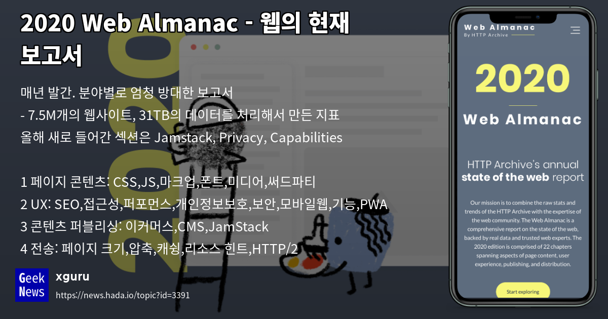 2020 Web Almanac - 웹의 현재 보고서 | GeekNews