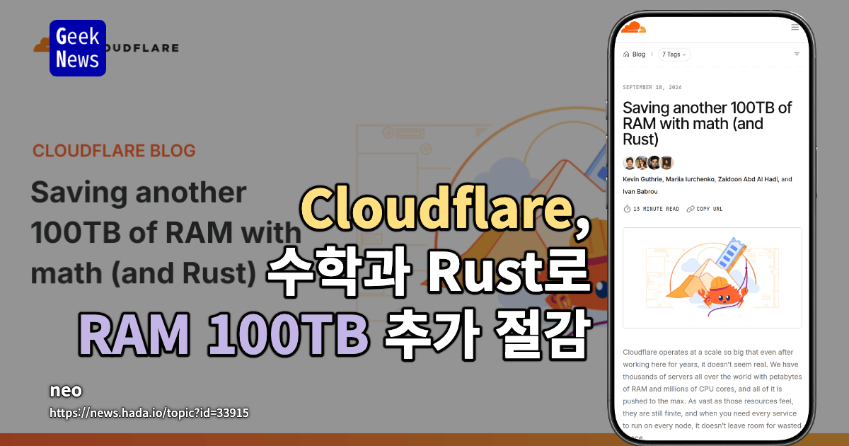 Cloudflare, 수학과 Rust로 RAM 100TB 추가 절감