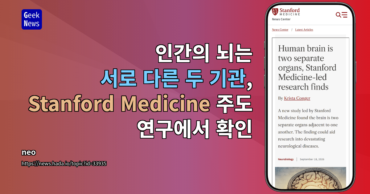 인간의 뇌는 서로 다른 두 기관, Stanford Medicine 주도 연구에서 확인