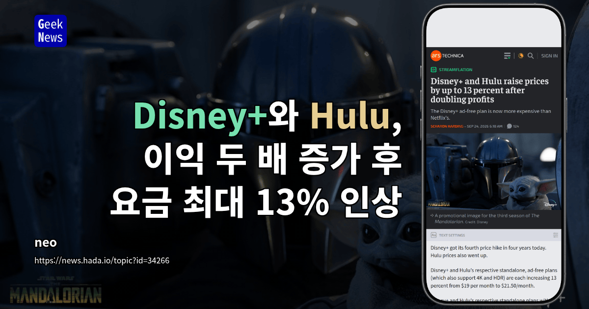 Disney+와 Hulu, 이익 두 배 증가 후 요금 최대 13% 인상