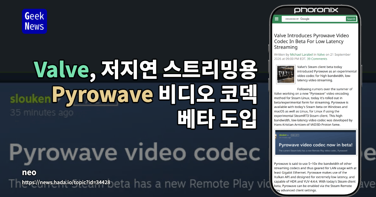 Valve, 저지연 스트리밍용 Pyrowave 비디오 코덱 베타 도입