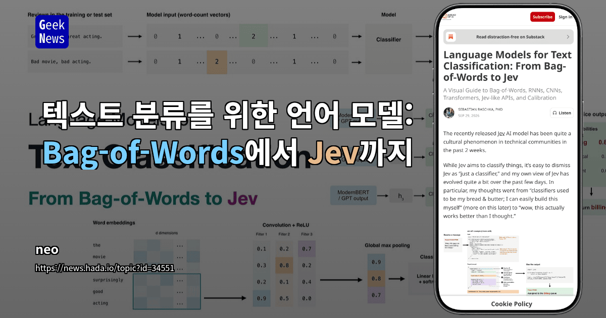 텍스트 분류를 위한 언어 모델: Bag-of-Words에서 Jev까지
