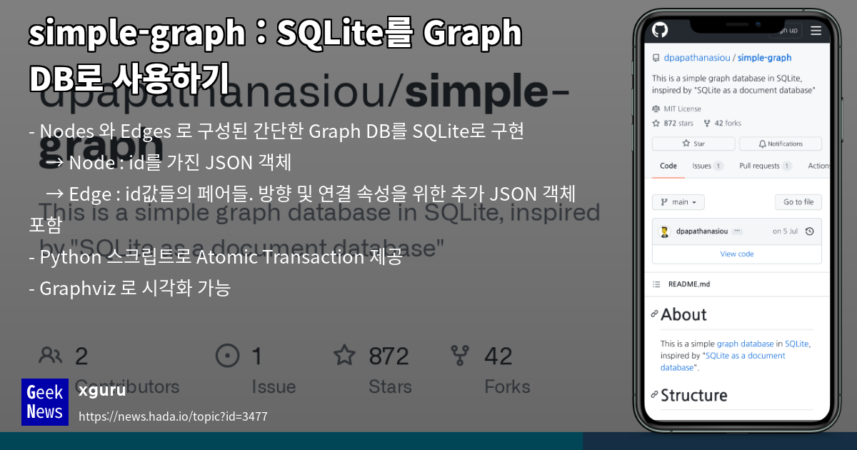 simple-graph : SQLite를 Graph DB로 사용하기 | GeekNews