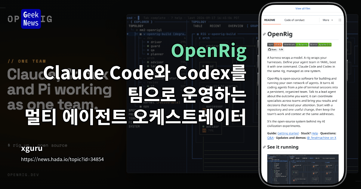 OpenRig - Claude Code와 Codex를 팀으로 운영하는 멀티 에이전트 오케스트레이터