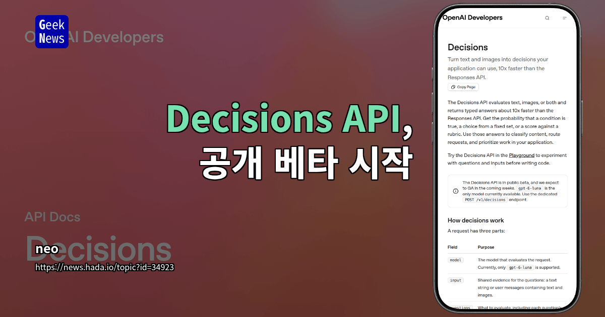 OpenAI, 확률·선택지·점수를 반환하는 Decisions API 공개 베타 시작