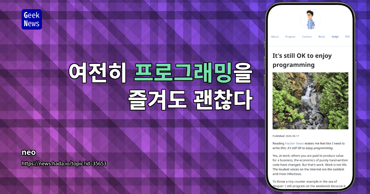 여전히 프로그래밍을 즐겨도 괜찮다