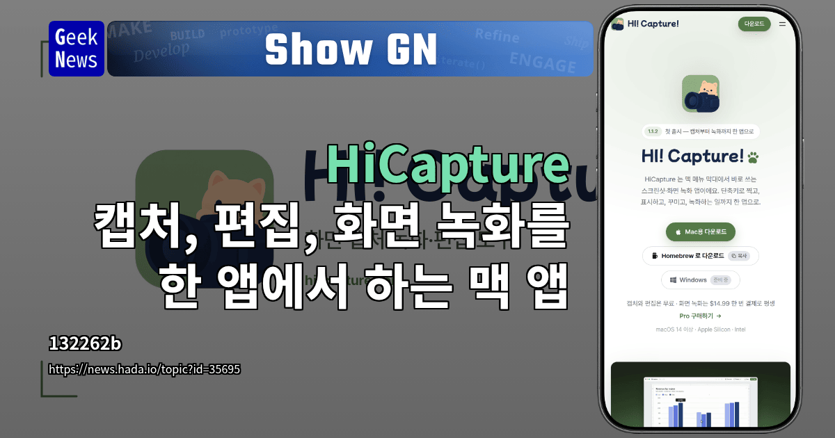Show GN: HiCapture - 캡처, 편집, 화면 녹화를 한 앱에서 하는 맥 앱