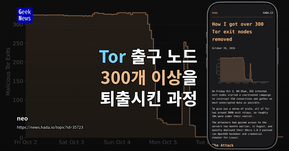Tor 출구 노드 300개 이상을 퇴출시킨 과정