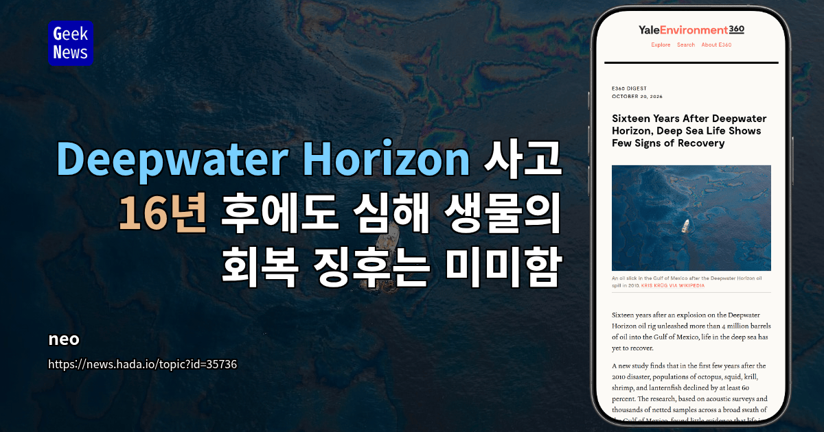 Deepwater Horizon 사고 16년 후에도 심해 생물의 회복 징후는 미미함