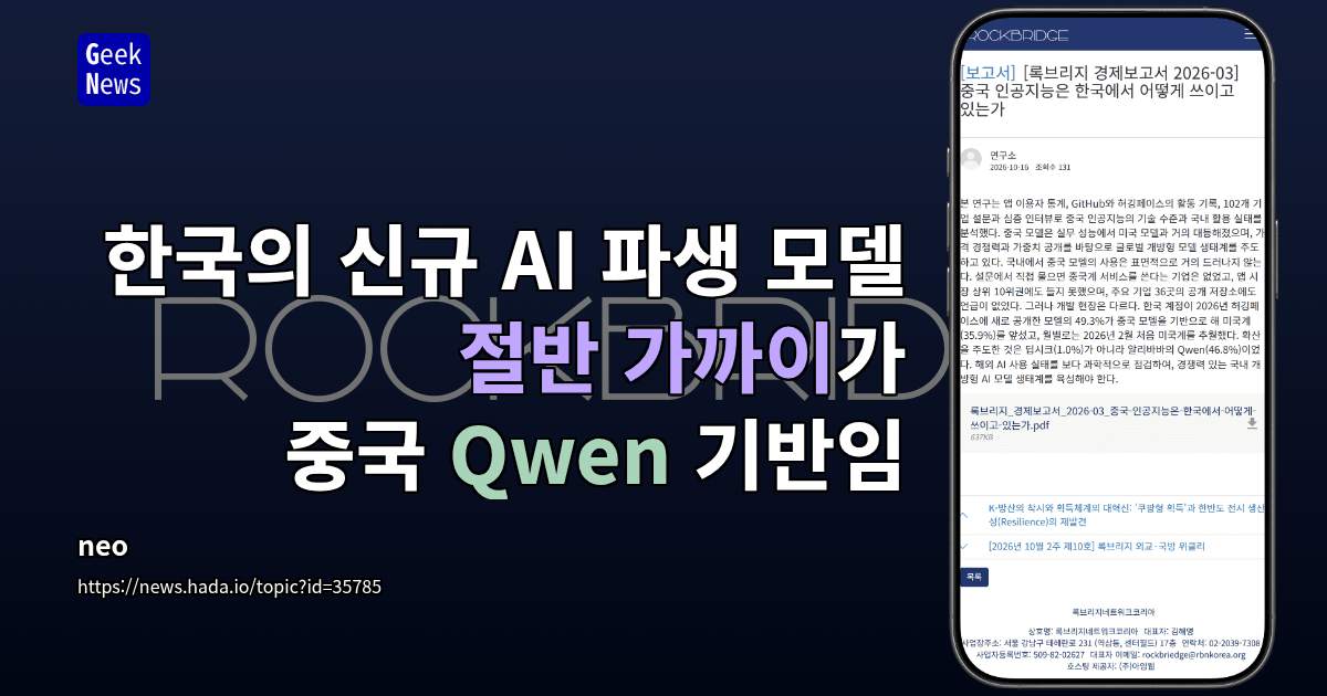 한국의 신규 AI 파생 모델 절반 가까이가 중국 Qwen 기반임