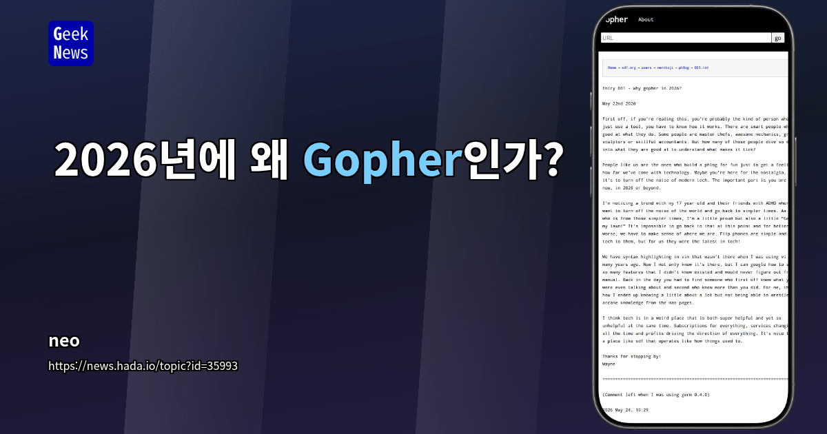 2026년에 왜 Gopher인가?