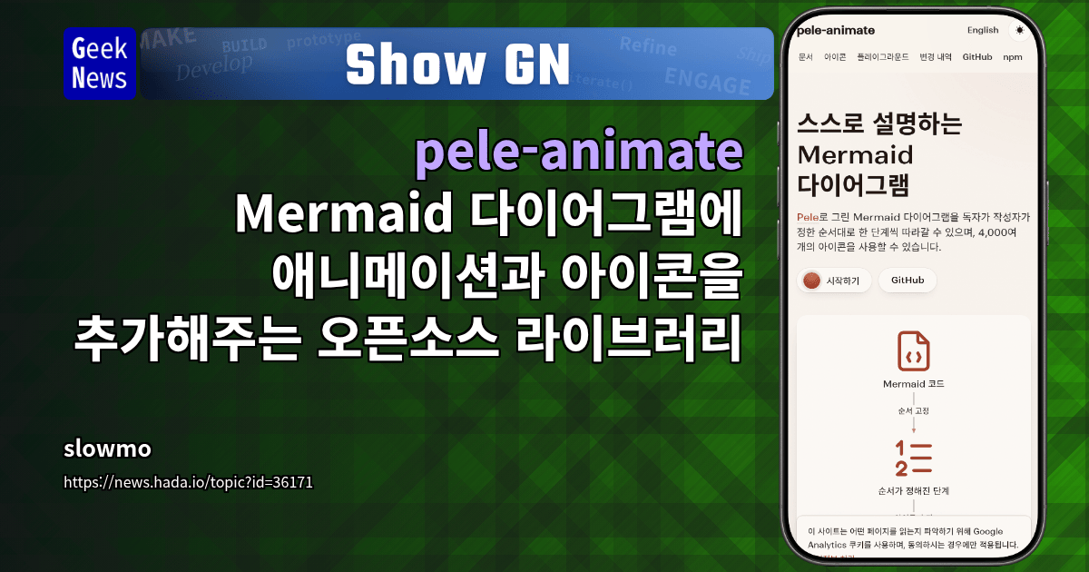 Show GN: pele-animate - Mermaid 다이어그램에 애니메이션과 아이콘을 추가해주는 오픈소스 라이브러리