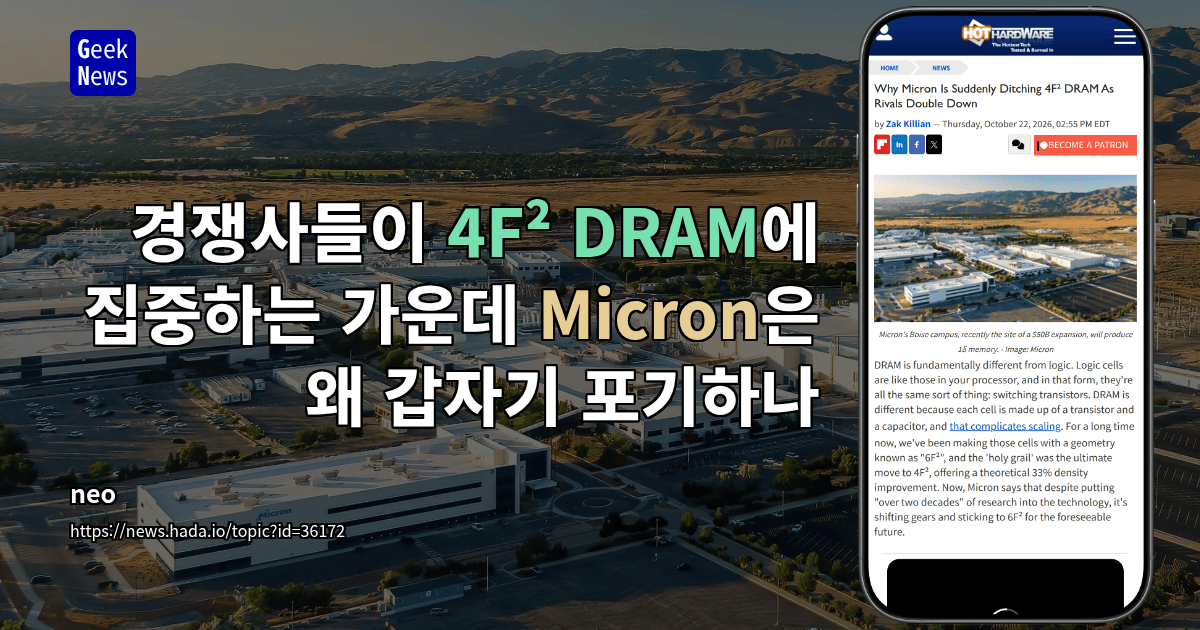경쟁사들이 4F² DRAM에 집중하는 가운데 Micron은 왜 갑자기 포기하나