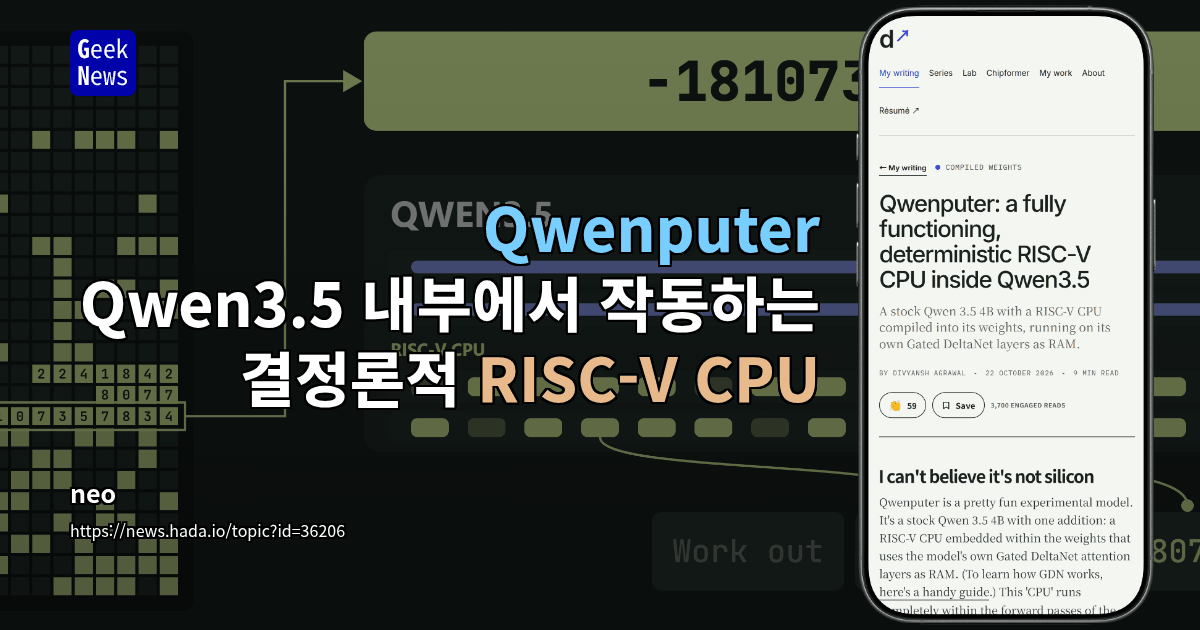 Qwenputer: Qwen3.5 내부에서 작동하는 결정론적 RISC-V CPU