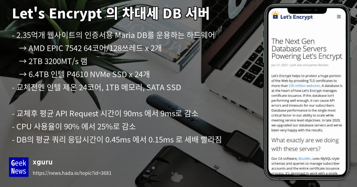 Let's Encrypt 의 차대세 DB 서버 | GeekNews