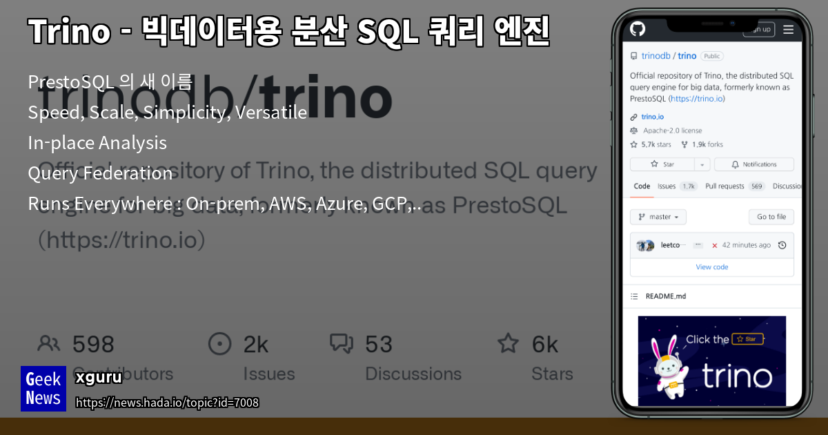 Trino - 빅데이터용 분산 SQL 쿼리 엔진 | GeekNews