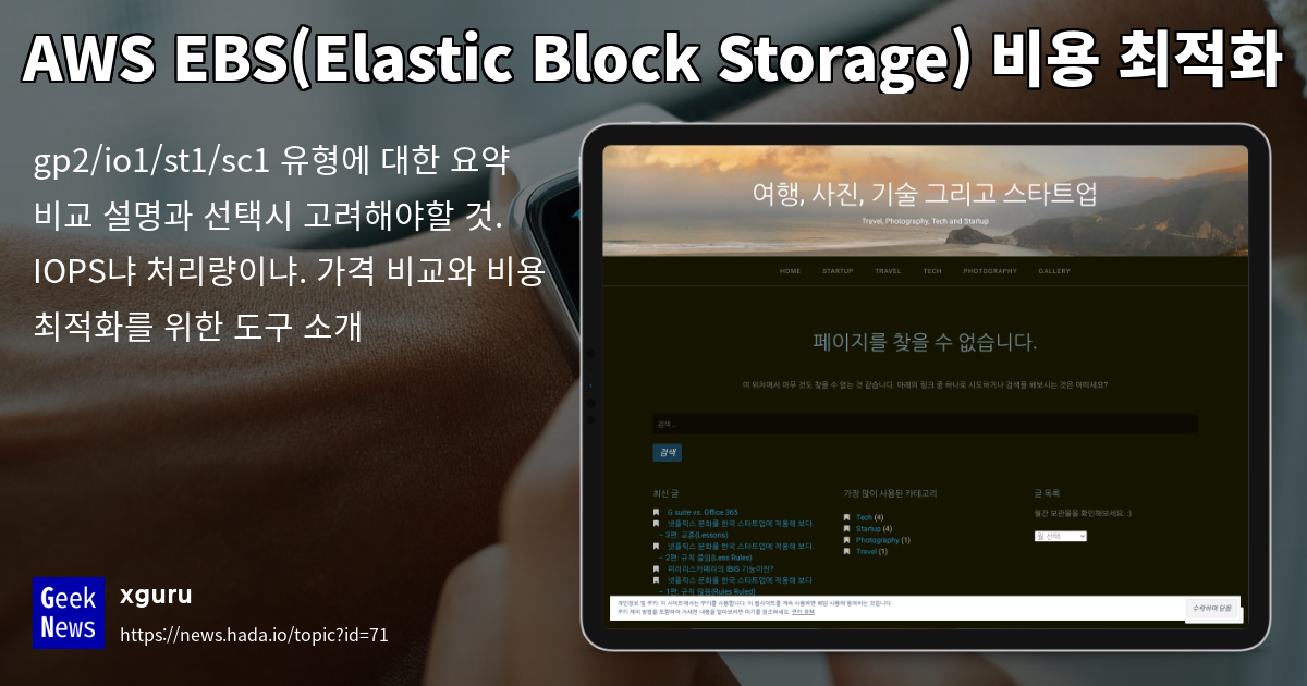 AWS EBS(Elastic Block Storage) 비용 최적화 GeekNews