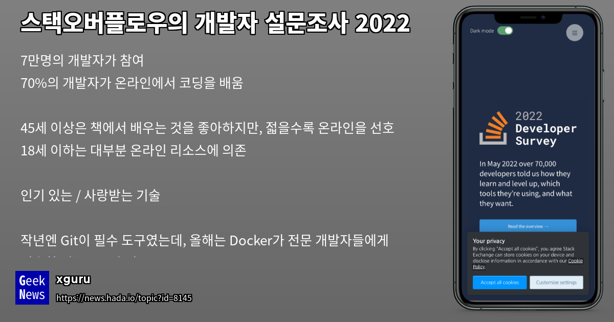 StackOverflow 개발자 설문조사 2022 | GeekNews